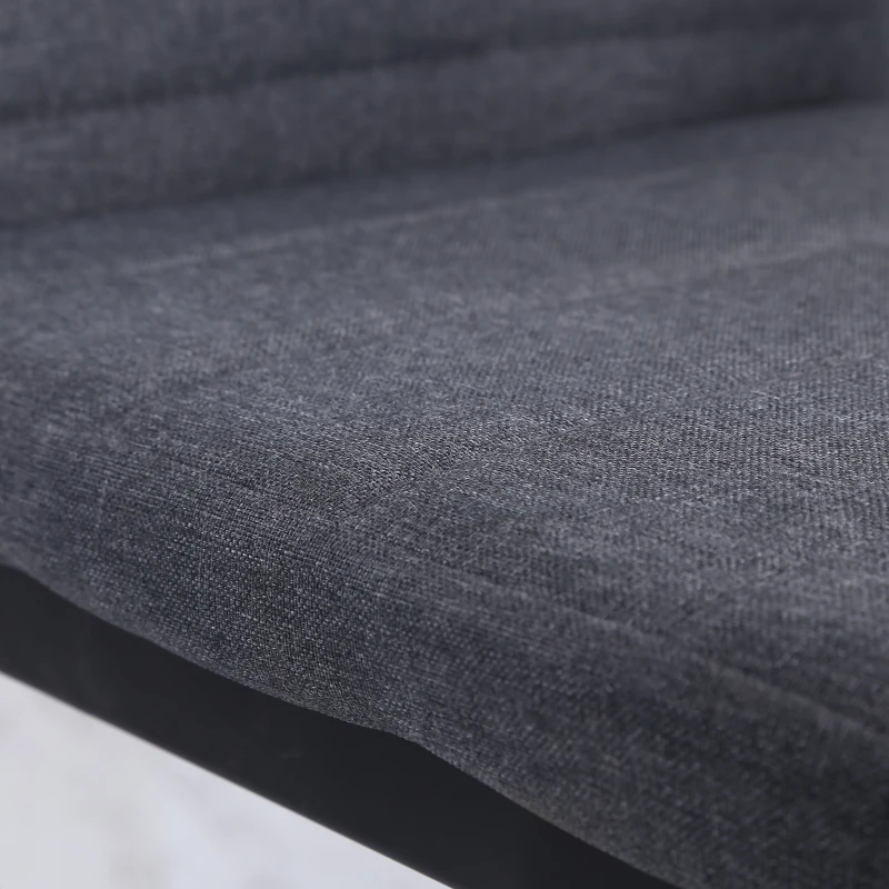 HOMCOM Modern Dining Chairs Set of 4, Upholstered Linen Fabric Kitchen Chairs with Channel Tufting and Metal Legs for Living Room, Dining Room, Bedroom, Grey