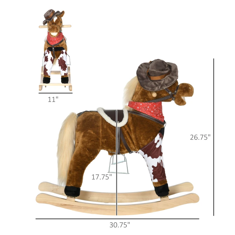 Qaba Baby Rocking Horse, Large Riding Horse W/ Realistic Sounds