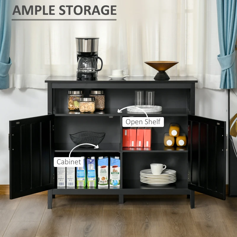HOMCOM Sideboard Buffet Cabinet, Coffee Bar Cabinet with 2 Doors and Adjustable Shelves, Console Table for Kitchen Entryway Living Room, Black