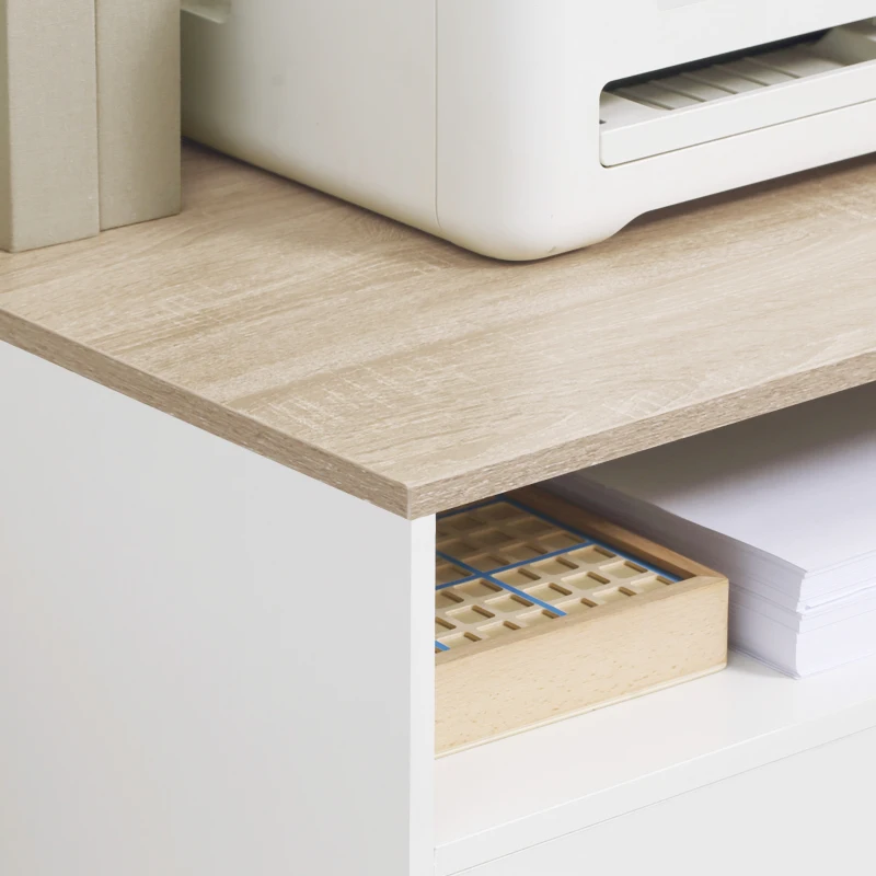 HOMCOM Printer Stand Multipurpose Moveable Filing Cabinet with Ample Inner Storage Space & 4 Easy-Rolling Wheels, White