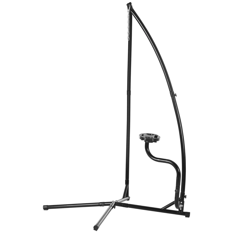 Outsunny Hammock Chair Stand Only, Metal C-Stand for Hanging Hammock Chair with Tray for Indoor, Outdoor, Porch, Patio, Black