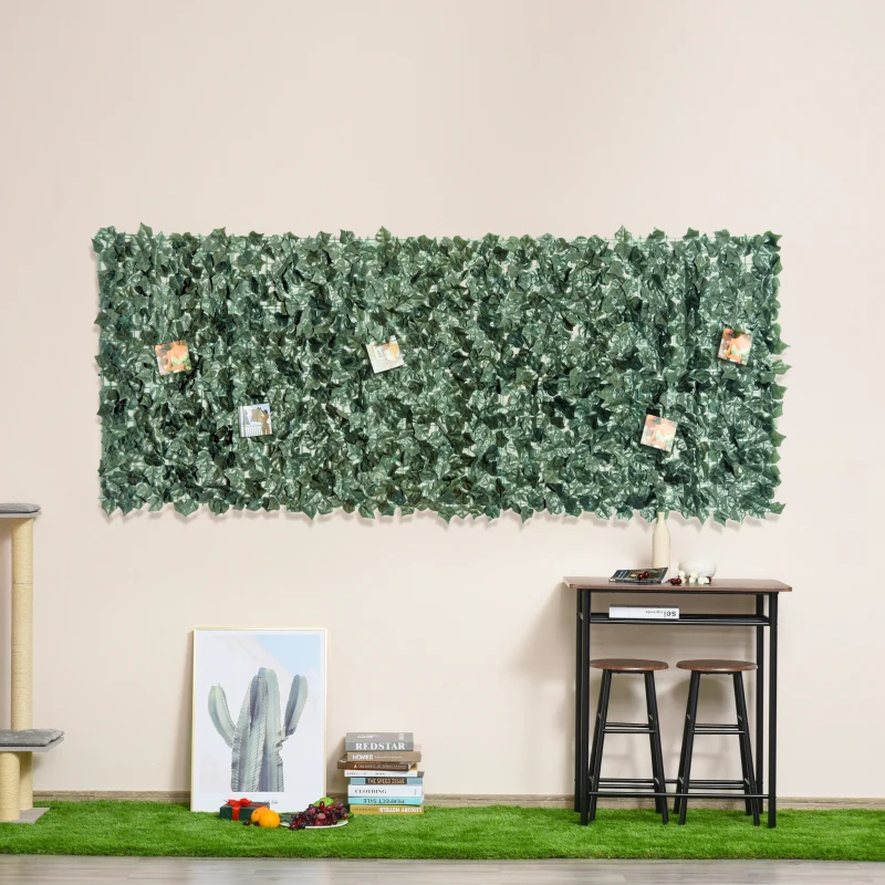 Outsunny Grass Wall Panels, 94.5" x 39" Artificial Grass Wall Decor,Greenery Backdrop Panels Wall for Outdoor, Indoor, Garden, Fence, Backyard, Dark Green