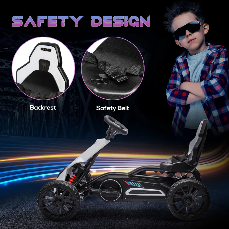 Aosom 12V Electric Go Kart for Kids w/ Adjustable Speed, White
