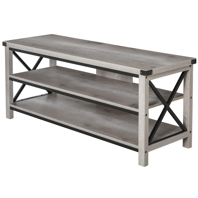 HOMCOM Ample Storage TV Stand with 2 Cable Management Hole, Entertainment Center for Living Room, Fits for 60" TV