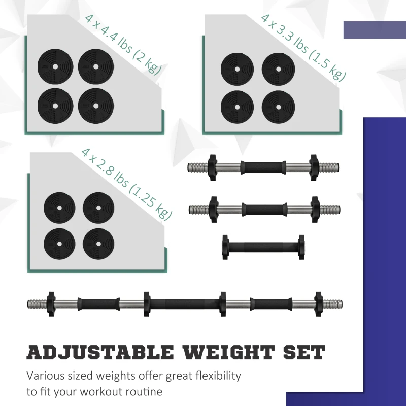 Soozier 44LBS 2-in-1 Adjustable Barbell & Dumbbells Set, Weights Set with Non-slip Handles for Men and Women Home Gym Training