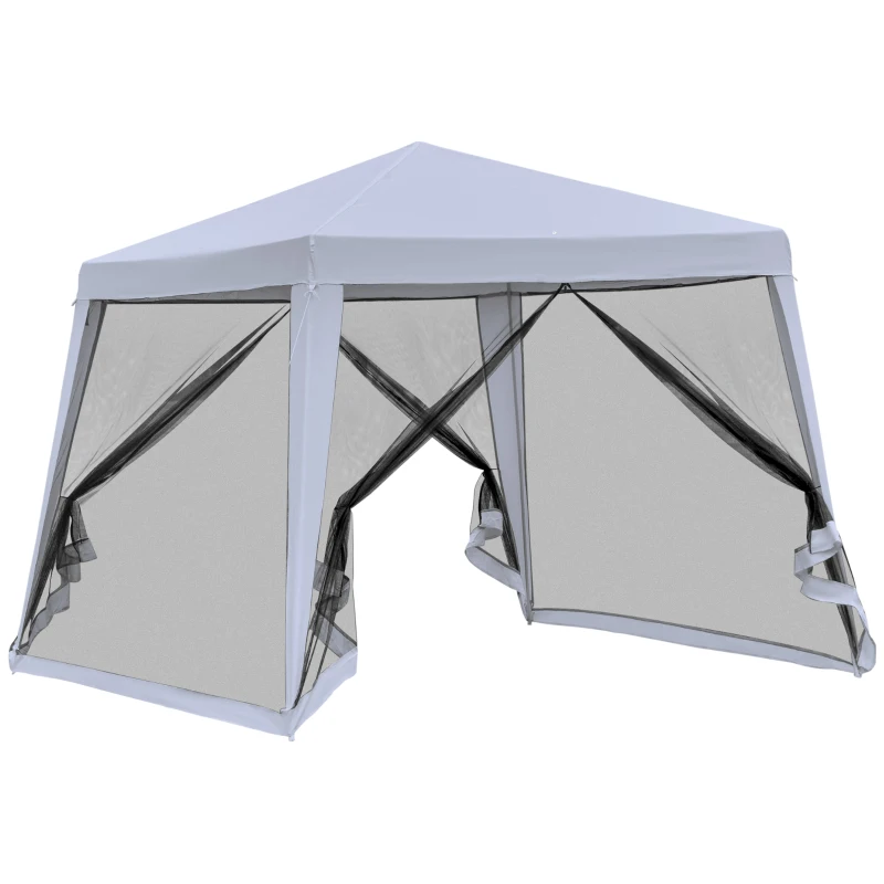Outsunny 10'x10' Outdoor Canopy Tent, Slant Leg Sun Shelter with Mesh Sidewalls, Patio Tents for Parties, Grey