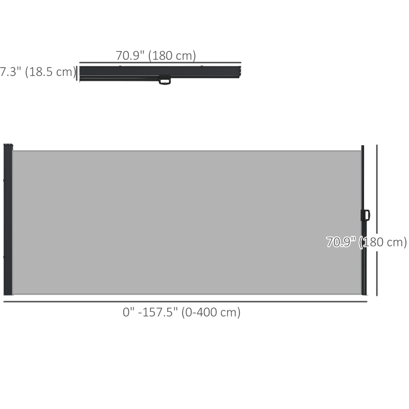 Outsunny 13' x 6' Retractable Side Awning, Outdoor Privacy Screen for Garden, Hot Tub, Balcony, Terrace, Pool, Light Grey