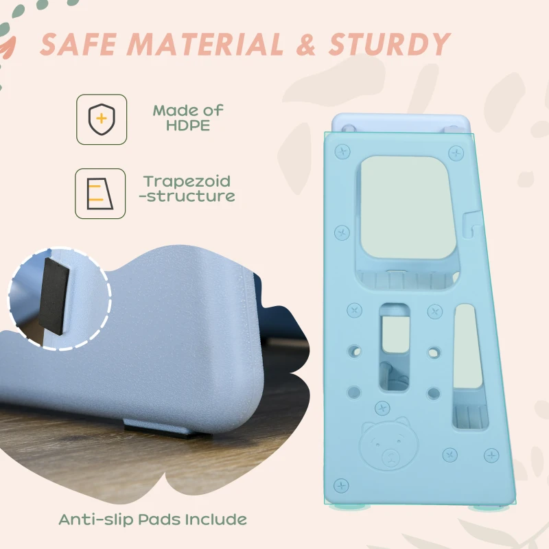 Outsunny Kids Step Stool Adjustable Standing Platform Light Blue