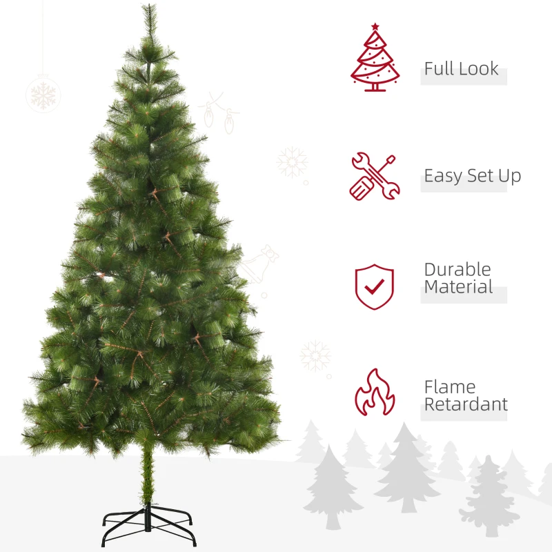 HOMCOM 7 FT Christmas Tree Artificial Pine Tree Christmas Decoration 505 Branches Green