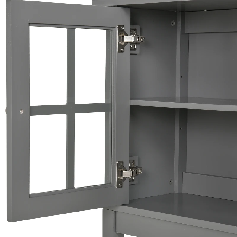 HOMCOM Sideboard Buffet Cabinet with Storage, Modern Coffee Bar Cabinet with 2 Glass Doors, Adjustable Shelf and Bottom Shelf, Console Table for Kitchen, Living Room, Dining Room, Hallway, Gray