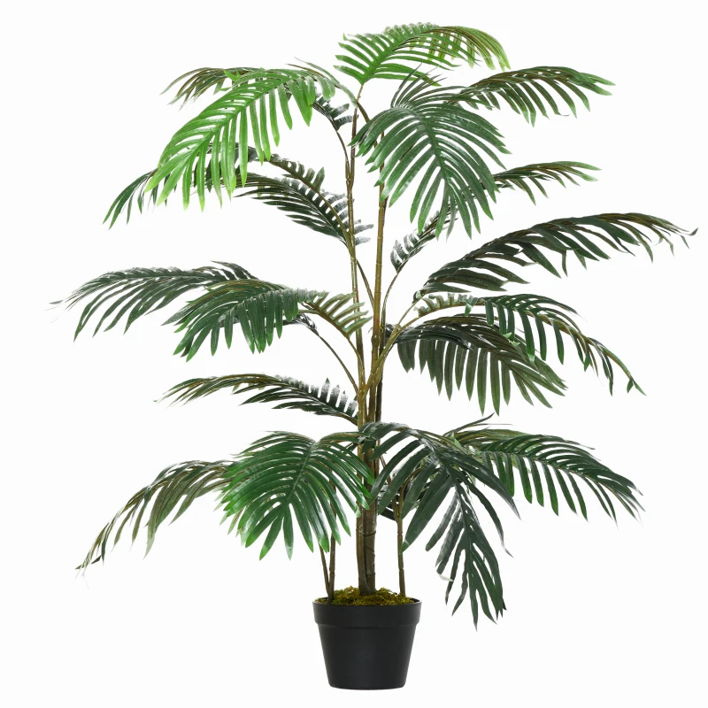Outsunny 4.6FT Palm Tree Artificial Faux Plant with 20 Leaves in Nursery Pot for Indoor Greenery Home Office Decor