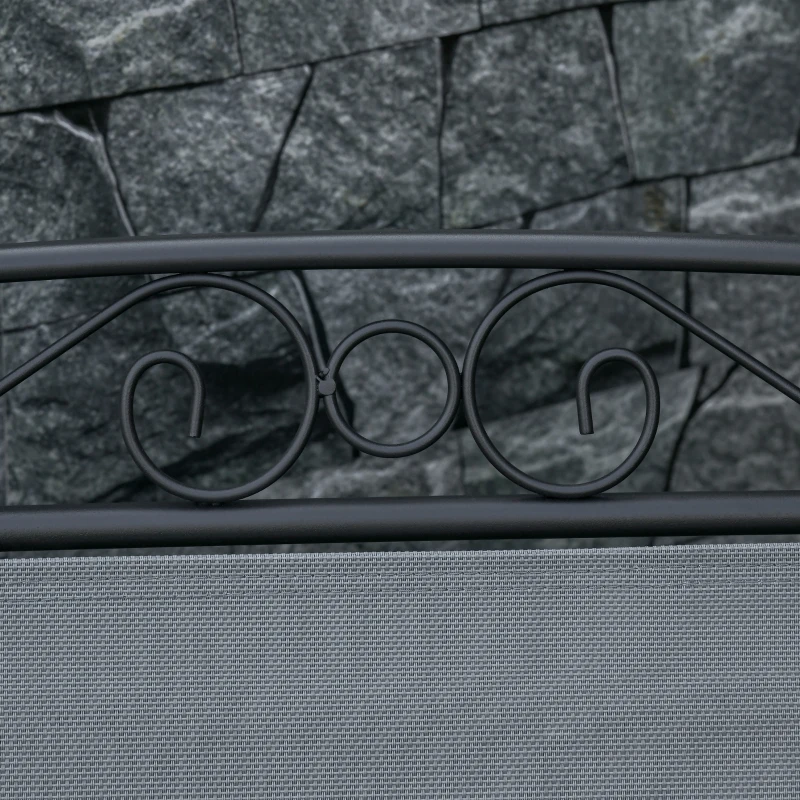 Outsunny Outdoor Glider Bench with Coffee Table, Patio 2-Seat Rocking Chair Swing Loveseat with Breathable Sling for Backyard Garden Porch, Light Grey