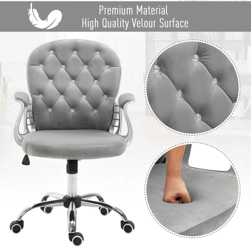 Vinsetto Office Chair, Comfortable Computer Desk Chair with Padded Seat and Adjustable Height, Tufted Back, Grey
