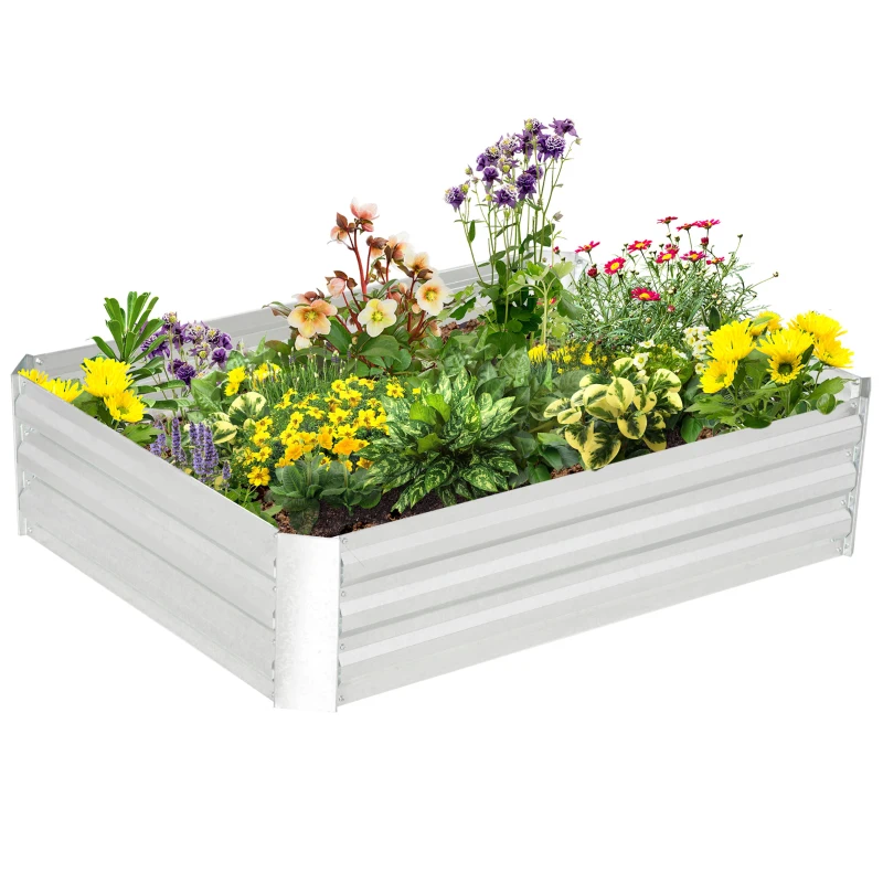 Outsunny Galvanized Raised Garden Bed, 4' x 3' x 1' Outdoor Metal Planter Box, Raised Bed for Growing Flowers and Herbs