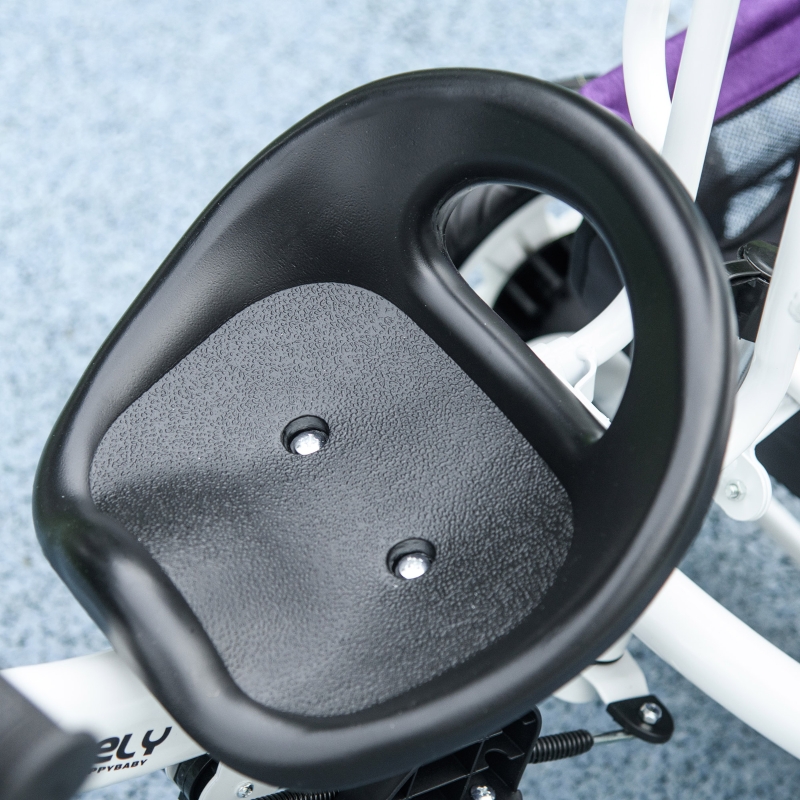 Qaba 6 in 1 Toddler Tricycle Stroller with Basket, Canopy, 5-point Safety Harness, for 12-60 Months, Purple