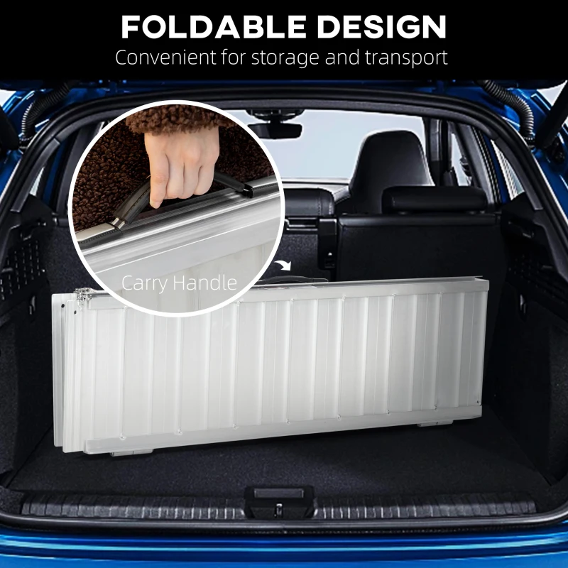 HOMCOM 4ft Wheelchair Ramp Scooter Mobility Non-Skid PVC Layering Portable Foldable Aluminum