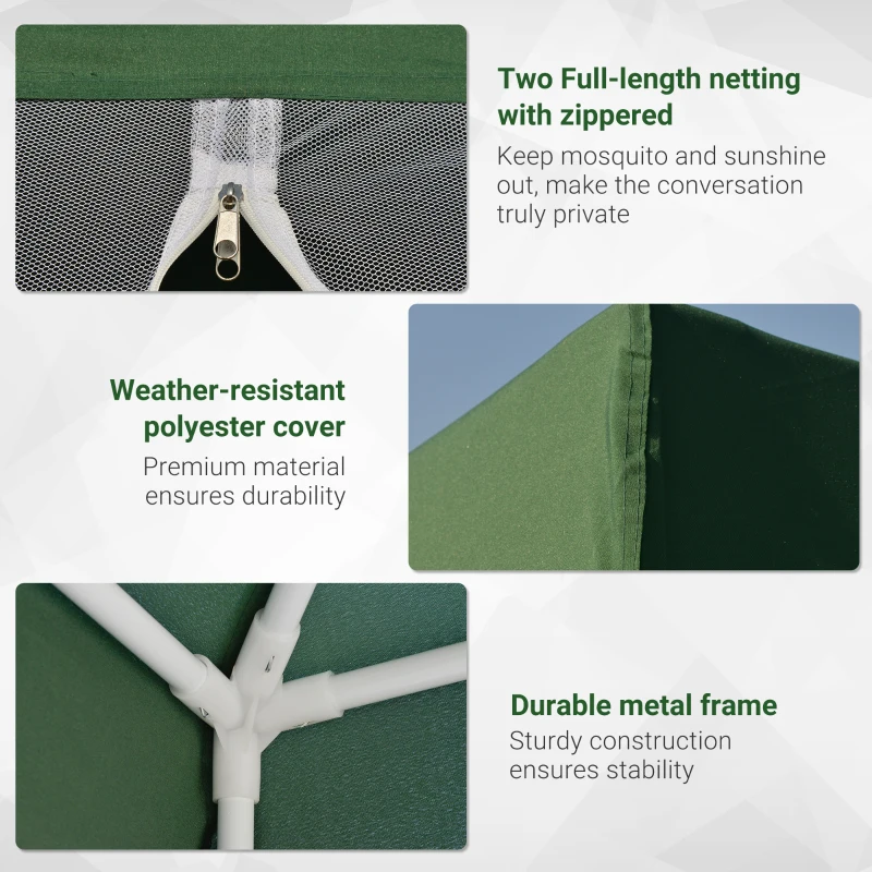 Outsunny 10x10ft Party Tent Canopy with Netting, Patio Screen House Slant Leg Outdoor Gazebo Sun Shade Shelter, Green
