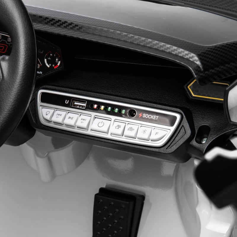 Qaba 12V Lamborghini Autentica Licensed Kids Car with Remote Control, 4 Wheels Spring Suspension, Soft Start, White