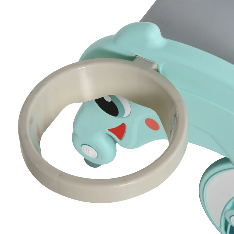 Qaba 3-in-1 Kids Slide And Rocking Horse Dual-Use Children Activity Equipment Portable Slide Indoor Outdoor Playground Toy W/ Basketball Hoop Toddler Birthday Gift, Age 1.5-3, Green