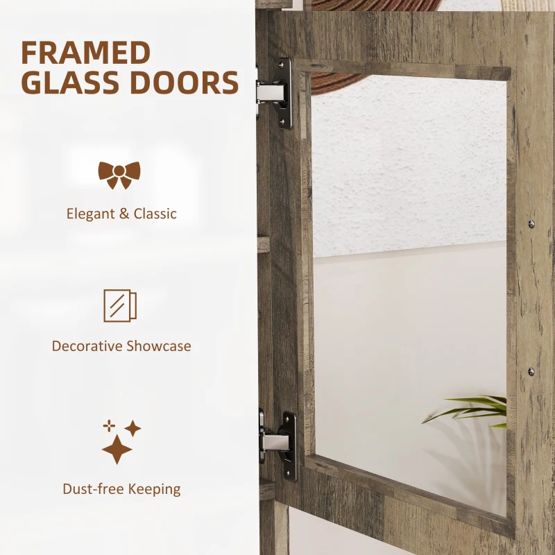 HOMCOM 67" Buffet with Hutch, Modern Kitchen Pantry, Freestanding Cabinet with Glass Doors, Shelves and Drawers, Gray