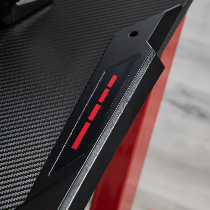 HOMCOM 48" Gaming Desk, Home Office Computer Writing Table with Large Workstation, Cup Holder, Headphone Rack, Gamepad Holder, Black and Red