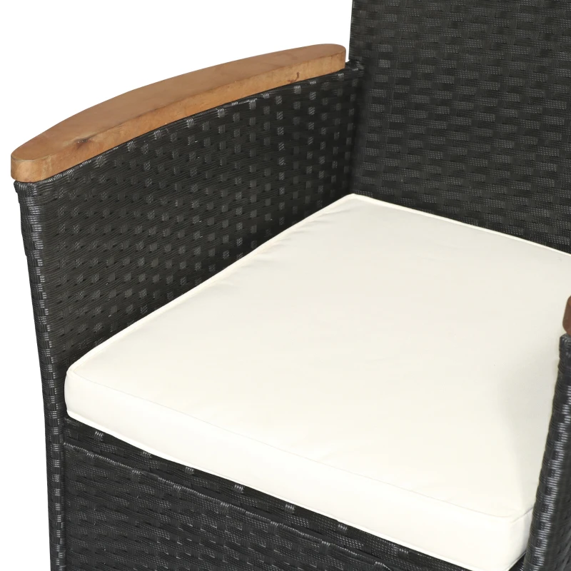 Outsunny 9 Pieces Outdoor Dining Set for 8, Wicker Rattan Patio Furniture Set, Patio Table and Chairs Set with Cushions, Acacia Wood Table Top, Conversation Set for Garden Backyard Deck, Cream White