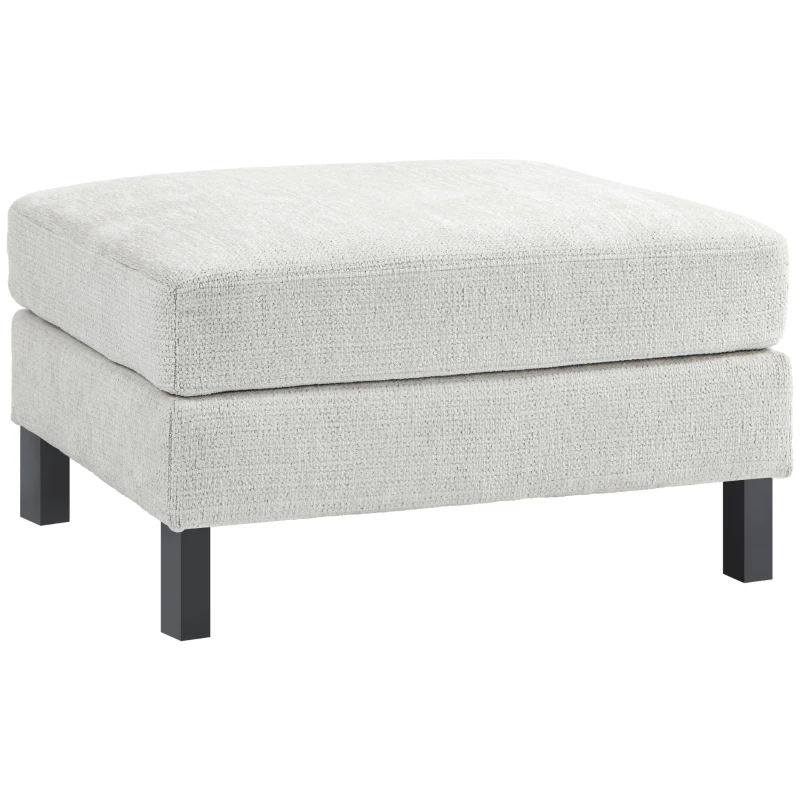 HOMCOM Ottoman Module for Modular Sectional Sofa, Upholstered Footrest with Wood Legs and Pocket Spring, Cream White