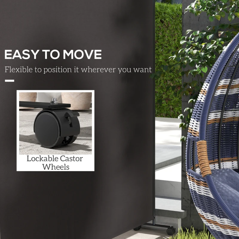 Outsunny Indoor Room Divider with Castor Wheels, Rolling Privacy Screen for Home Office Bedroom, 6ft Tall