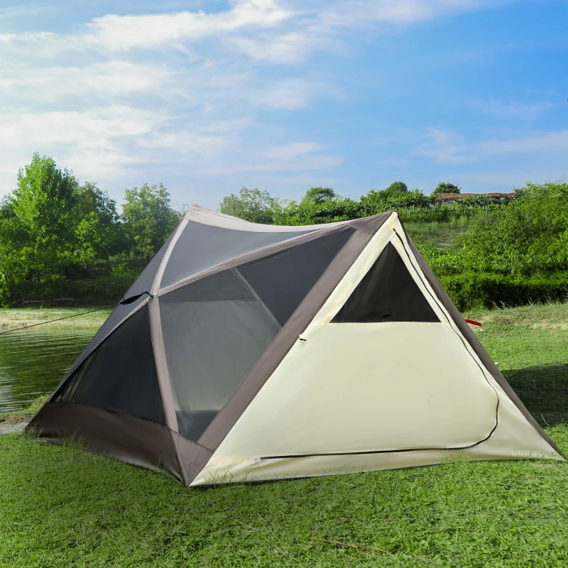 Outsunny 2-3 People Pop Up Camping Tent Waterproof Automatic Instant Tent Portable Cabana Beach Tent with Rainfly, Carry Bag, Windows and Doors, Outdoor Camping Hiking Indoor