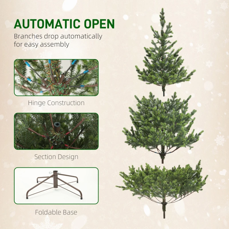 HOMCOM 7ft Artificial Prelit Sparse Cedar Christmas Tree with LED Lights and 2931 Tips, Steel Base for Home Office Holiday