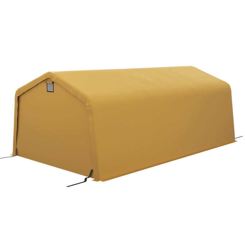 Outsunny 12x20 Ft Portable Carport Garage - Grey With Roll-Up Windows And UV Protection