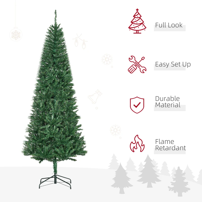 HOMCOM 6.9ft Artificial Christmas Tree w/ Metal Stand Spruce Branch Tips Green