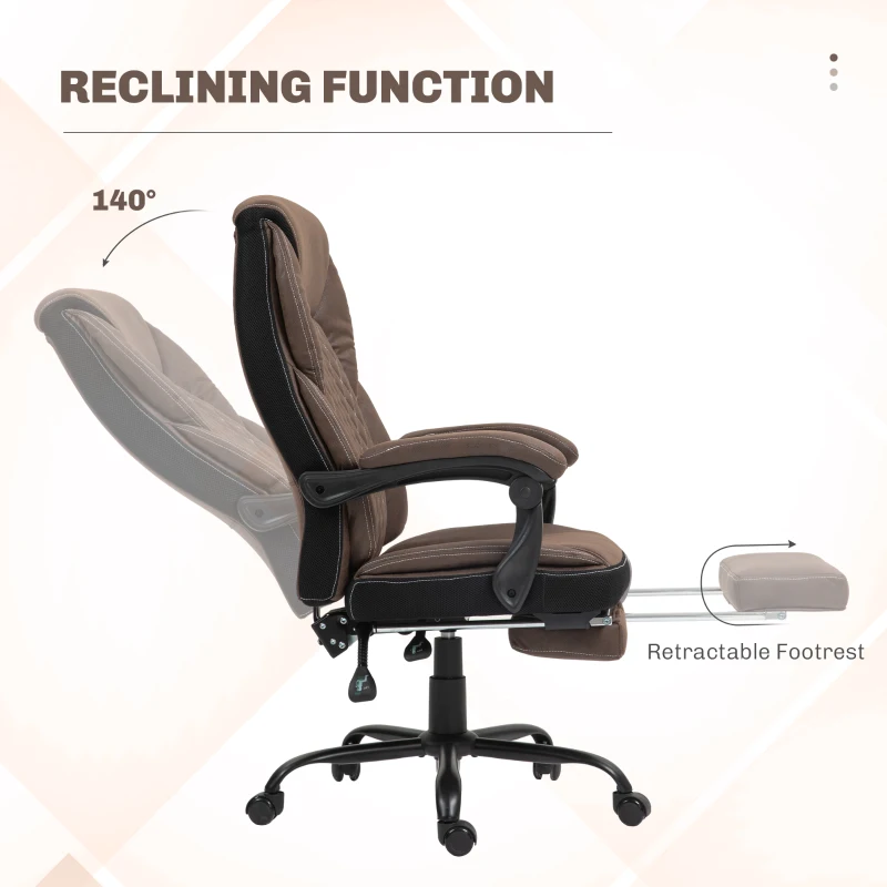 HOMCOM Executive Office Chair with footrest, High Back Desk Chair, Reclining Swivel Chair, Dark Brown
