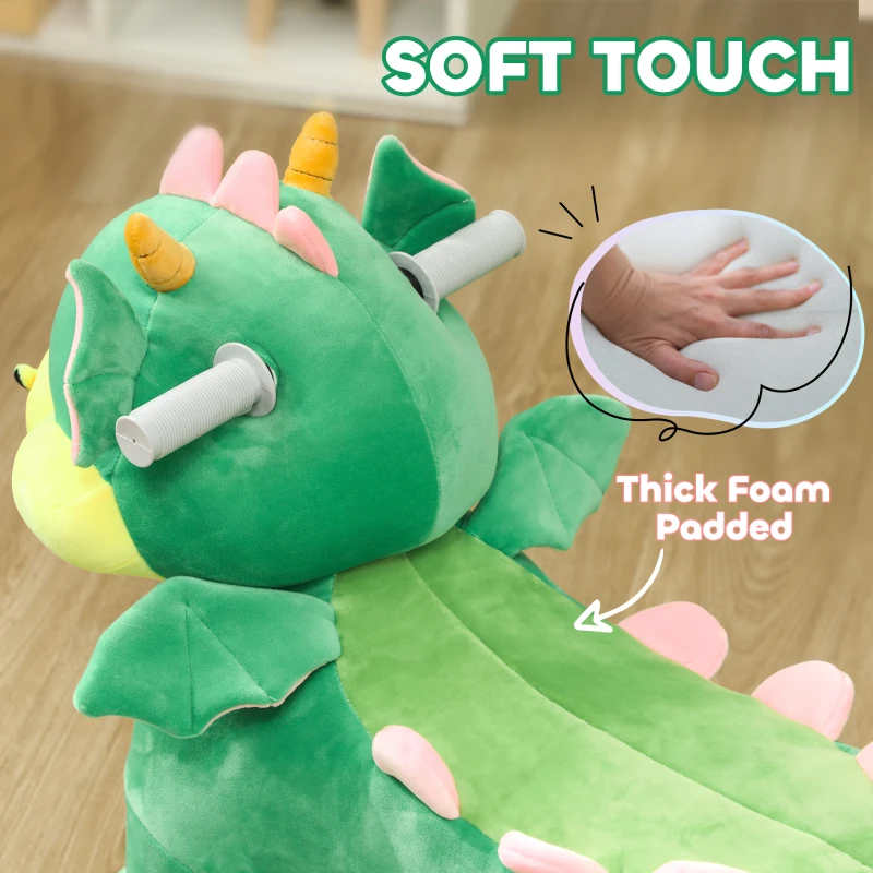 Qaba Battery Powered Ride on Toy, 6V Ride on Horse with Music Forward, PU Wheels, for 18-36 Months, Green