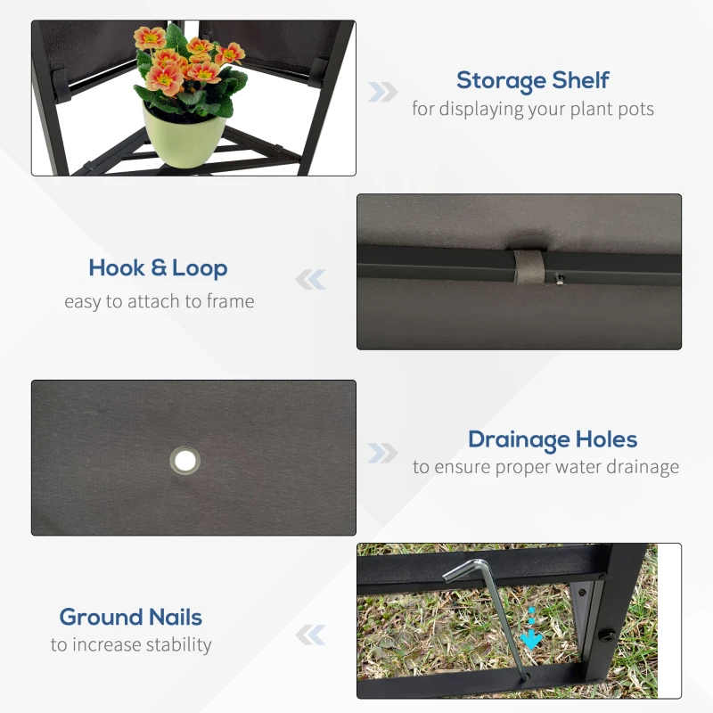 Outsunny 10' x 13' Outdoor Patio Gazebo with Double Vented Roof, Storage Shelves, Steel Frame for Lawn, Backyard and Deck, Gray