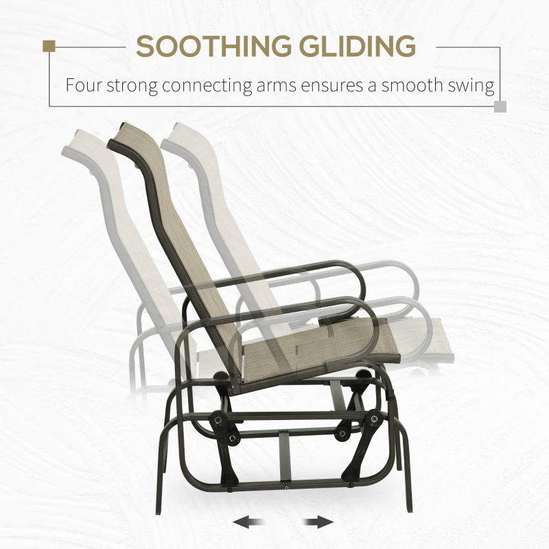 Outsunny Gliding Lounger Chair, Single Rocker with Lightweight Metal & Mesh Construction, Tan(m-4)