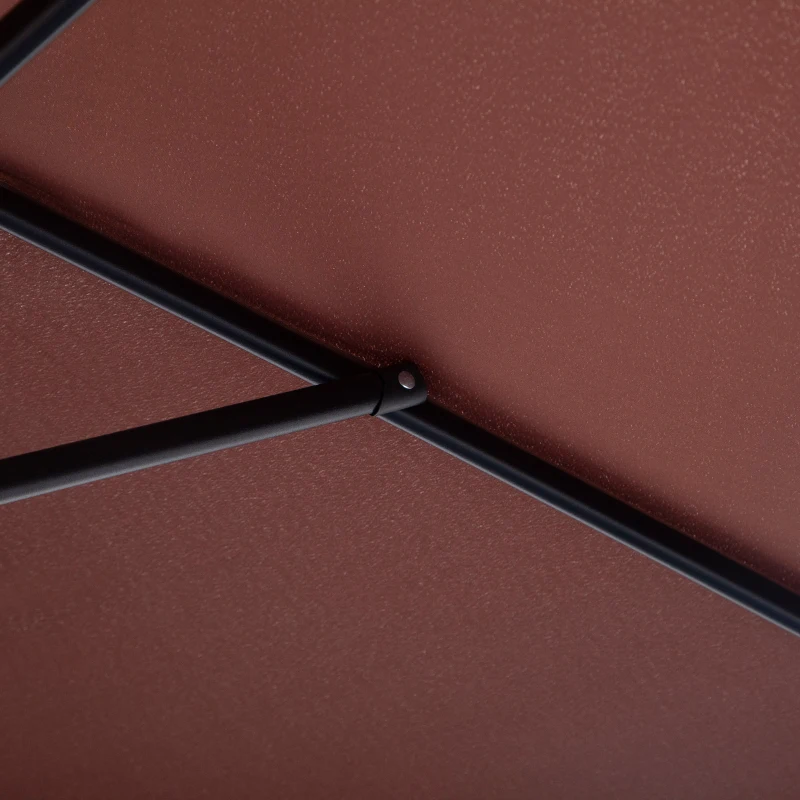 Outsunny 8.5FT Patio Umbrella, Round Garden Parasol with 6 Ribs, Market Sunshade Tilt Canopy w/ Crank Handle for Outdoor, Coffee