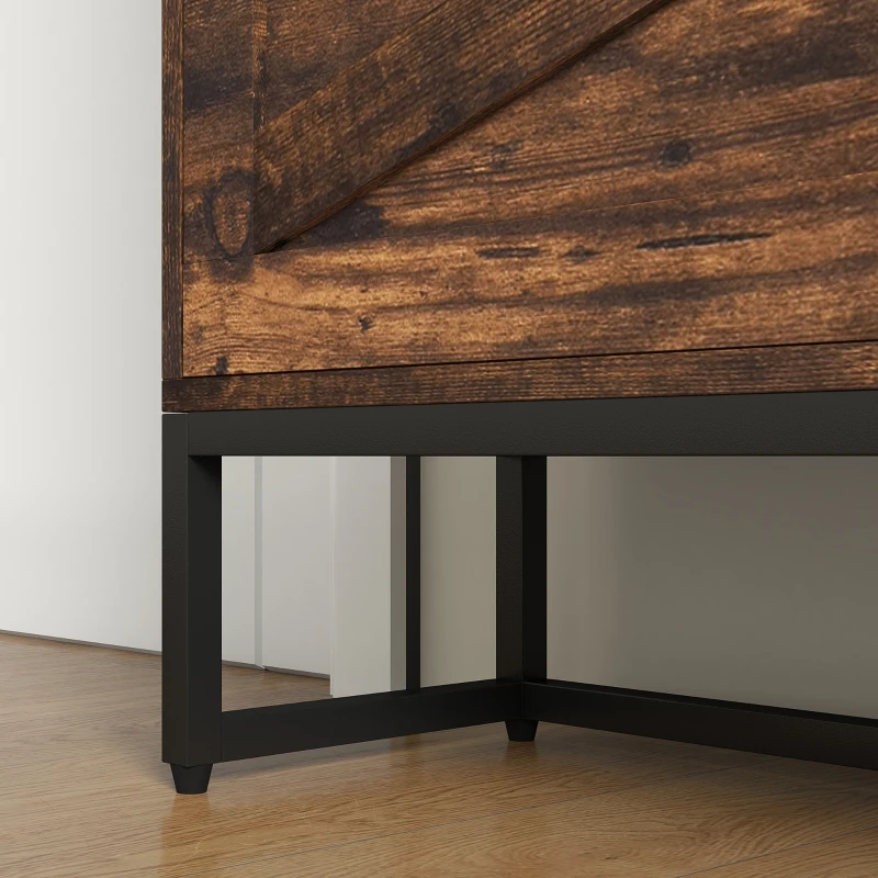 HOMCOM Slim Shoe Storage Cabinet, Shoes Cabinet Organizer with 2 Flip Drawers, Adjustable Shelves for 12 Pair, Rustic Brown