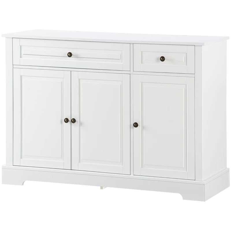 HOMCOM Modern Sideboard Cabinet, Buffet Cabinet with 2 Drawers and Adjustable Shelves, Buffets Tables for Dining Room, White