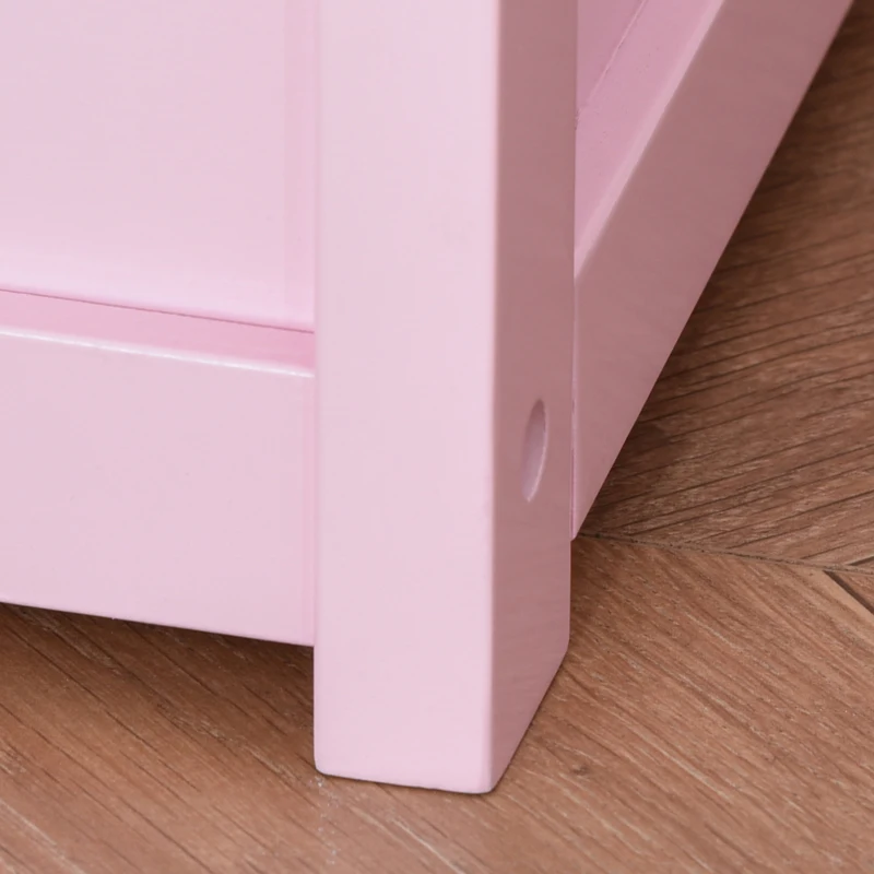 Qaba 2-in-1 Kids Toy Box Storage Organizer Chest Cabinet Chunk Cube with Safety Pneumatic Rod, Pink
