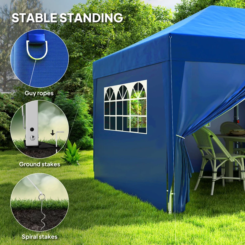 Outsunny 10' x 20' Pop Up Canopy Tent Outdoor Portable Easy Up Party Tent Garden Shade Shelter with Walls Carrying Bag, Blue