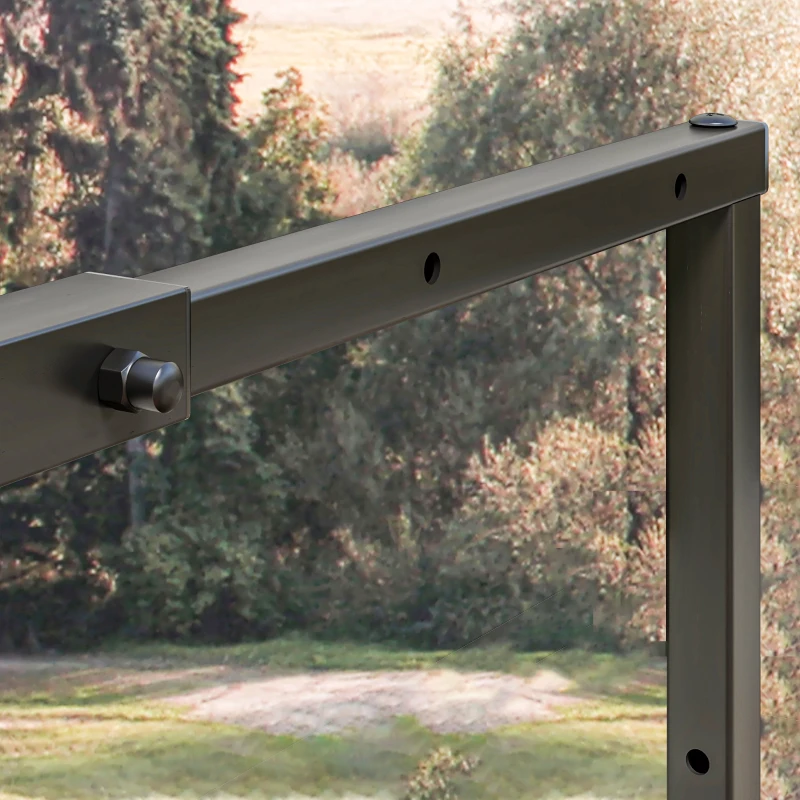 Outsunny Adjustable Firewood Log Rack Heavy-Duty Steel Log Holder for Outdoor Indoor Use, 25.6" x 9.8" x 59.1", Black