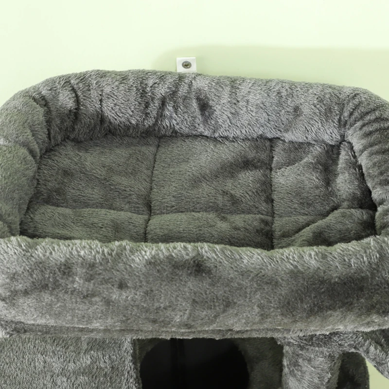 PawHut 52.5" Cat Tree Tower with Scratching Posts, Cat Condos, Bed, Platforms, Hammocks, for Indoor Cats, Dark Grey
