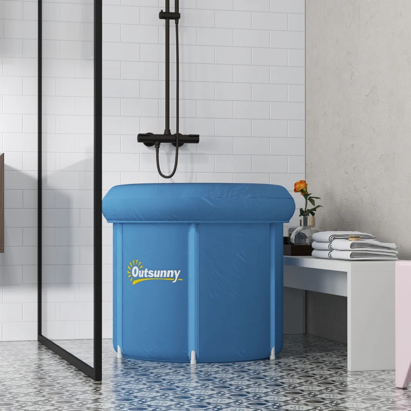 Outsunny Cold Plunge Tub, Portable Ice Bath Cold Water Therapy Tub with Thermo Lid, for Athletes Recovery, Dark Blue