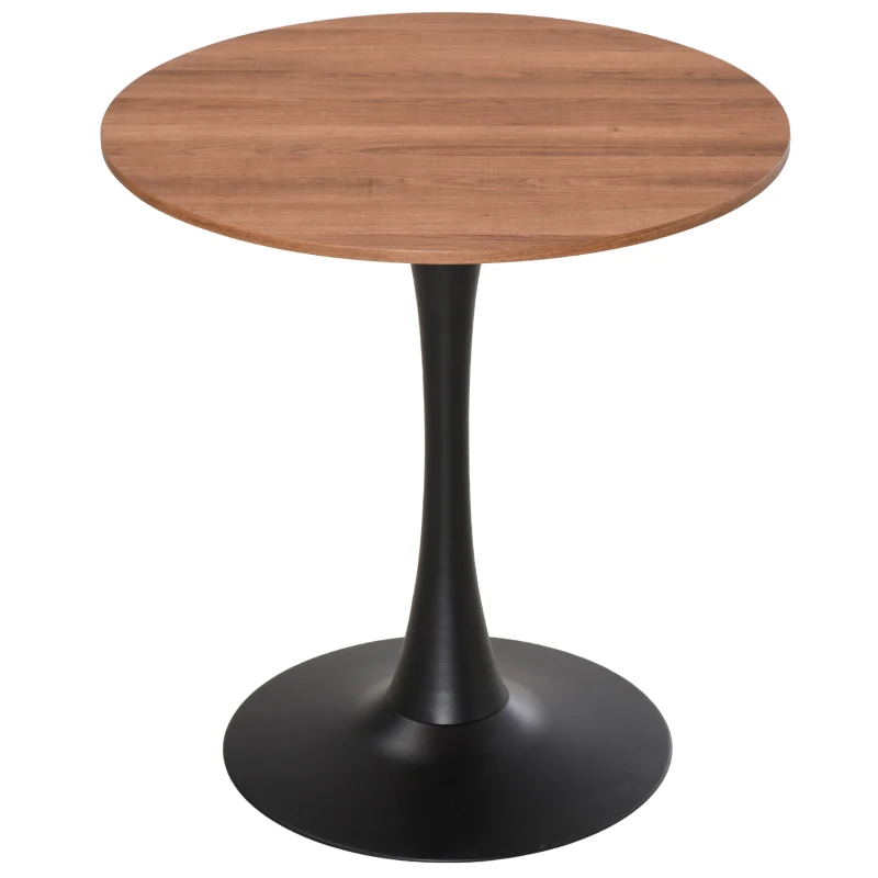 HOMCOM 27.5" Round Dining Table with Metal Pedestal Base for Living Room, Natural Wood/Black