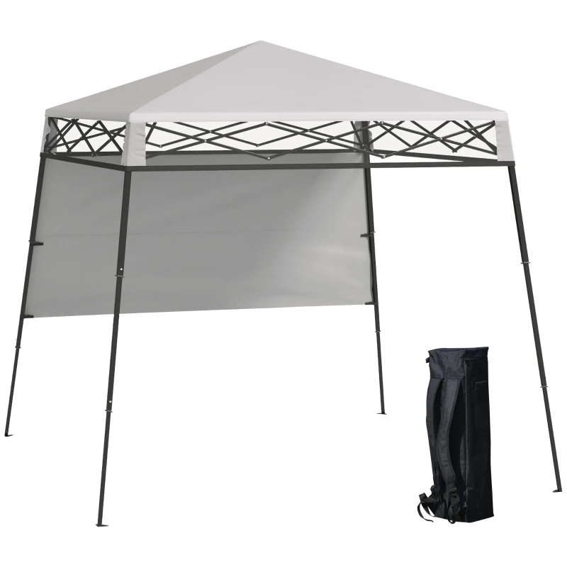 Outsunny 7' x 7' Pop Up Canopy Gazebo Tent with Backpack & Adjustable Legs, White