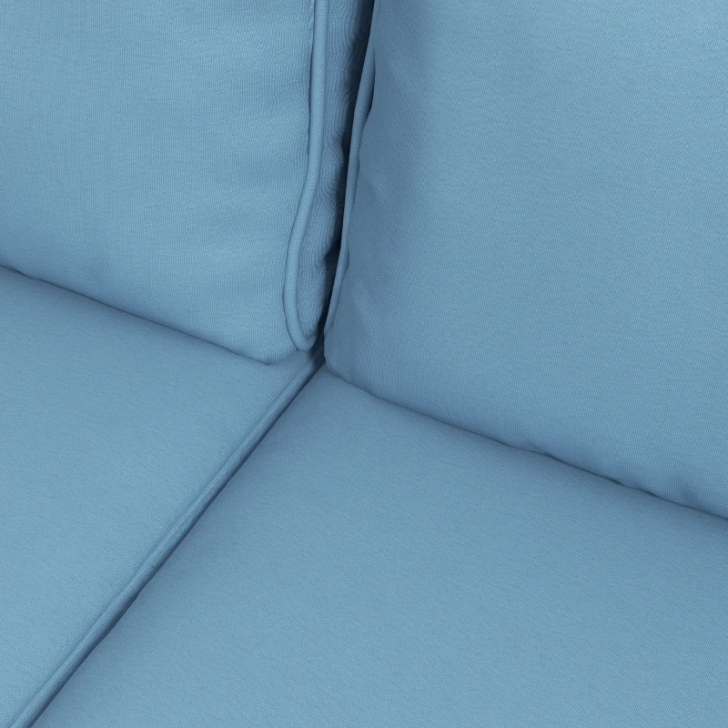 Outsunny Patio Furniture Set, Cushions, Sofa, Loveseat, Storage Table, Blue
