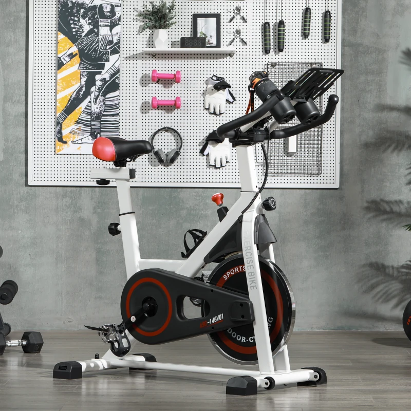 Soozier 18 lb Flywheel Indoor Stationary Bike with LCD Monitor, Adjustable Height & Resistance, & Pedal Cage