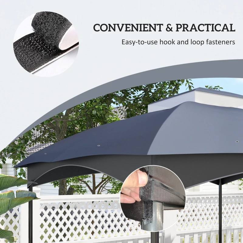 Outsunny 10' x 12' 2-Tier Gazebo Cover, Patio Gazebo Canopy Replacement with Drainage Holes for 84C-210 Series, Dark Blue