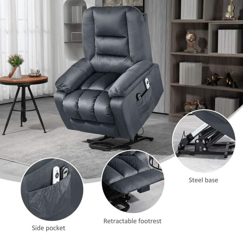 HOMCOM Vibration Massage Lift Recliner Chair with Heat, Gray